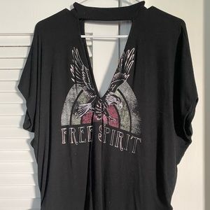 Express Black Cutout Short Sleeve Graphic Tee